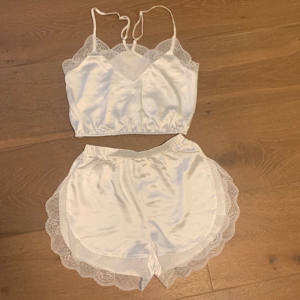 Lulus White Satin Lace Set